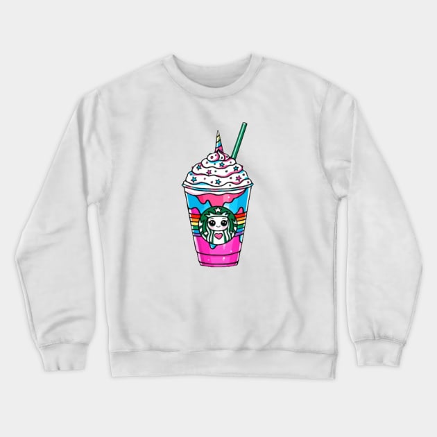 Unicorn Starbucks Sticker Crewneck Sweatshirt by Illume Stickers